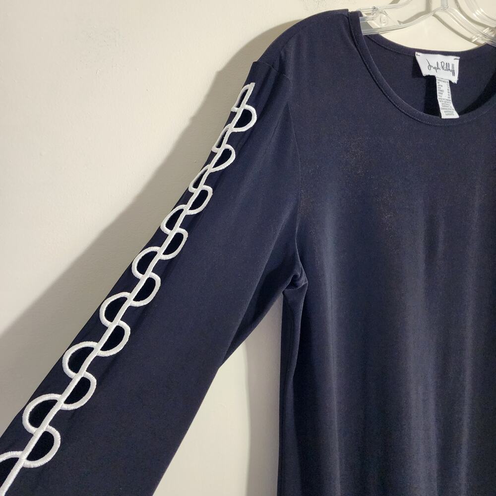 Joseph‎ Ribkoff tee style 201259 black keyhole 3/4 sleeve shirt woman's size 10 - Picture 5 of 8